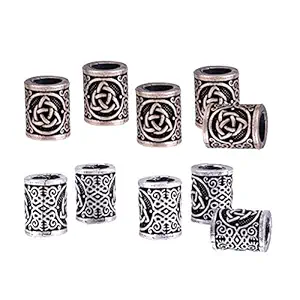 Lurrose 10pcs Celtic Dreadlock Beads DIY Viking Beads Hair Tubes Vintage Mental Dreadlock Cuffs Big for Home Hair Style DIY