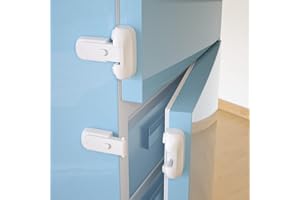 SAFELON 2 Pcs Baby Safety Fridge Lock, Child Proof Refrigerator Freezer Door Lock, Toddler Kid Safety Latch Catch Lock (White)