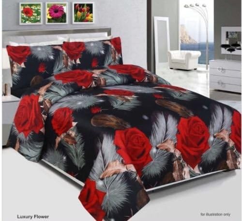 Luxury Duvet Cover Set, Quilted Cover With Pillow Cases &amp; Fitted Sheet All Sizes (King, Luxury Flower)
