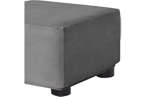 RTSFKFS Quadratisch Samt Ottoman-Bezüge 60x60 40x40 50x50 45x45 55x55 35x35 80x80, Stretch-FußHocker-Bezug Hockerbezug, Schutz für Fußstütze, Bequemer Samt mit Elastischer Unterseite Waschbar(Dunkelgrau,26in/