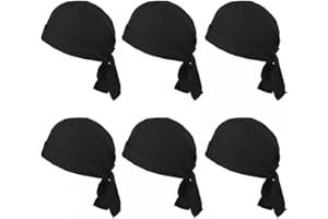 DONGKER 6pcs Bonnet Anti-Transpiration,Bonnet Crâne,Chapeau Bandana de Cyclisme,Chapeaux de Pirate a Séchage Rapide pour Hommes et Femmes Fit Tour de Tête 55-58cm