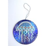 Qualle, Quallen Bild, handbemalte Deko aus CD, Bad Deko, Medusa, Badezimmer Dekoration