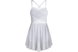 IEFIEL Tutu Robe Ballet Enfant Fille Robe Latin Danse Gymnastique Léotard à Paillettes Bretelles Justaucorps Ballet Gym Danse Jupe Fille 4-16 Ans