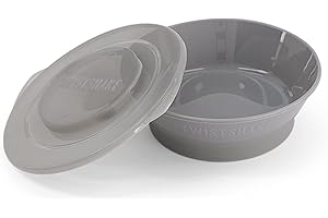 Twistshake Scellé Bol d'Apprentissage avec Couvercles pour Le Repas de Bebe, Vaisselle en PP et Silicone pour Nourriture pour Bébés, Sans BPA, à Partir de 6 Mois, Pastel Gris