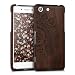 Produktbild kwmobile Hülle für Sony Xperia M5 - Walnussholz Case Handy Schutzhülle - Hardcase Cover Aufgehende Sonne Design Dunkelbraun