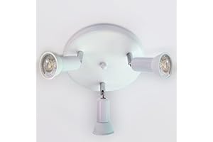 Sweier Plafonnier 3 Spot Blanc, Rond Orientable Plafonnier 5W Spot Fourni avec 3 ampoules GU10 430LM Blanc Froid 6000K, Idéal pour Chambre, Cuisine, Salon de Plafonnier Spot