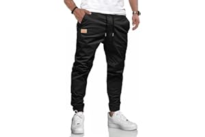KUNJLELP Pantalon Cargo Homme Pantalon Casual Sport Jogging Coton Pantalon de Travail avec Plusieurs Poches Cordon de Serrage