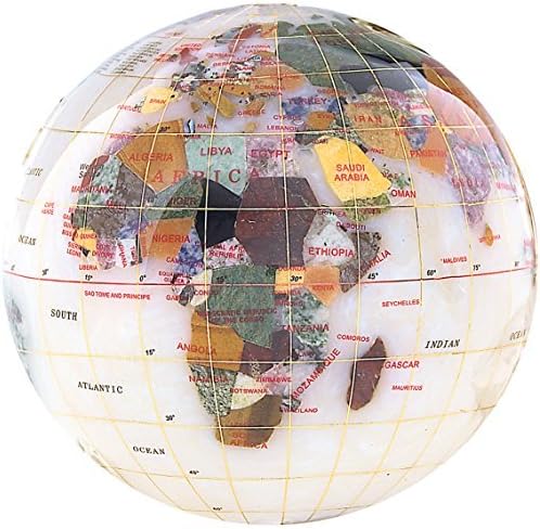 KALIFANO 4 Gemstone Globe Paperweight with Opal Opalite Ocean by Alexander Kalifano