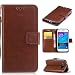 Produktbild Hülle für Samsung Galaxy J1 (2014)(Kartenfächer), BasicStock Flip Verrücktes Pferd PU Leder Brieftasche Notebook Case Pouch with Kartenhalter/Kickstand Magnetverschluss Kratzfestes Schutzhülle(Braun)