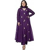 KLOSIA Women Embroidery Solid Anarkali Kurta and Pant Set with Dupatta