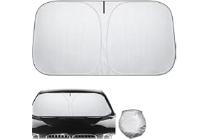 PAWARSO Osłona przeciwsłoneczna na przednią szybę samochodu, ochrona przed słońcem, ochrona przed słońcem, z przodu, składana, blokuje promienie UV, 140 x 70 cm