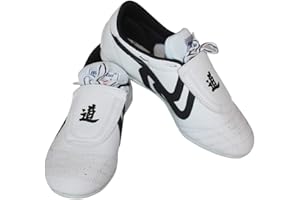 ZZ Scarpe Taekwondo, Arti Marziali Sneaker Boxe Karate Kung Fu Tai Chi Scarpe Sneakers A Righe Nere Scarpe Leggere,White-34