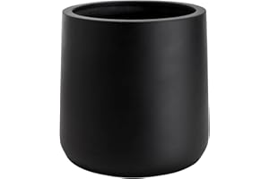 ‎VIVANNO VIVANNO Großer Pflanzkübel in Schwarz Matt, Wetterfest, Frostsicher, für Innen und Außen, Fiberglas, 40x38 cm