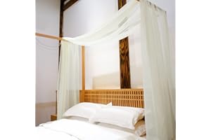 Linentalks Ivory Canopy Bed Curtains for King & California King Bed, Cream Sheer Bed Canopy Scarf, Sheer Scarf Valance Canopy Bed Drapes, Four Post Bed Canopy Drapes, Canopy Bed Scarf 1 PC 52" X 256"