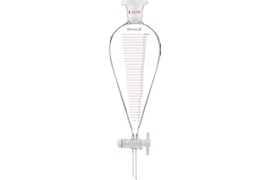 stonylab Entonnoir de Séparation Gradué, Forme de Poire Conique à Paroi Épaisse en Verre Borosilicaté, Robinet en PTFE et Bouchon Supérieur en Plastique, 1000 ml