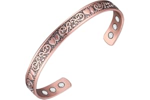 Vicmag Copper Magnetic Products for Women 99.99% Solid Pure Copper 6X Ultra Strength Magnets Adjustable Size with Gift Box (Love Heart)