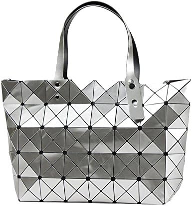 Handbag Shoulder Bag Geometric Folding Diamond Bag,Silver-OneSize