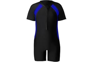 Okdance Swimming Costume for Boys Girls, One-Piece Kids Swimsuit Short Sleeve Swimming Costume for Summer Surfing Swimming Water Sports Boy Girl