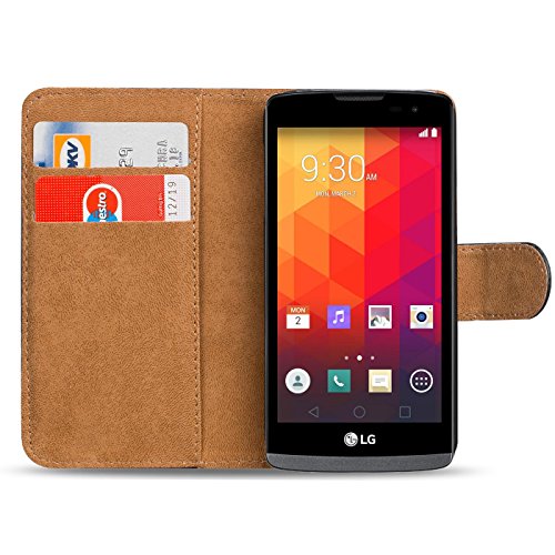 LG Spirit Tasche Bookstyle Schwarz, PU LEDER HÃ¼lle Schwarz, HandyhÃ¼lle Spirit Flip Case Wallet, Booklet Cover Brieftasche Etui SchutzhÃ¼lle mit KartenfÃ¤cher, LG Spirit (4,7 Zoll (11,9 cm)