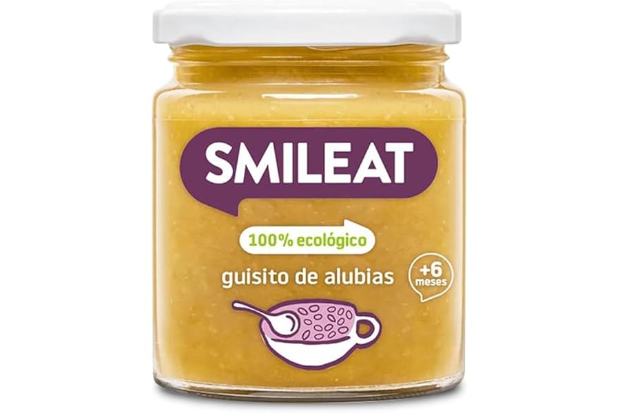 Smileat - Tarrito infantil de Guisito de Alubias - para Peques +6 Meses - Sin Azúcar ni Sal Añadido - Materia Prima de Calida