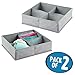 Produktbild mDesign 2er-Set Stoffbox für Schrank oder Schublade mit je 4 Fächern – die ideale Aufbewahrungsbox (Stoff) – flexibel verwendbare Stoffkiste – grau