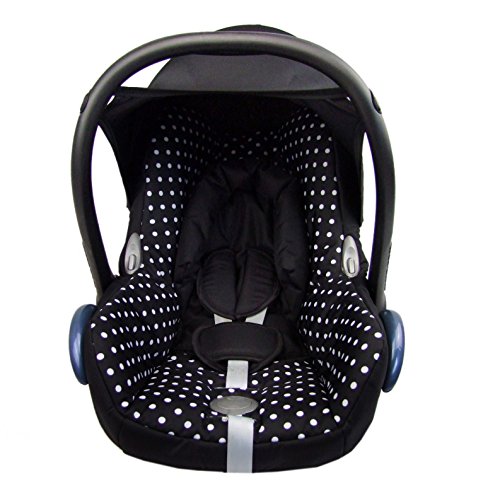 Babys-Dreams Ersatzbezug für Maxi-Cosi CabrioFix 6 tlg. SCHWARZ + KLEINE WEISSE PUNKTE *NEU* Bezug für Babyschale Sommerbezug Cabrio Fix - 3