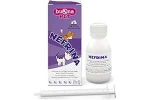 Buona Pet Nefrina Flacone Mangime Complementare, Integratori per Cane e Gatto, per La Normale Funzione Delle Vie Urinarie Alte e Basse Con Olio di pesce, Vitamina A, Chitosano, Spaccapietra