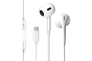 UIUZKPS USB-C In-Ear Kopfhörer mit Kabel, Mikrofon & Fernbedienung, HiFi-Stereo Halb-In-Ear Headset – Plug-&-Play – kompatibel mit iPhone 15/16, iPad, MacBook, Samsung, Google Pixel & Android-Geräten