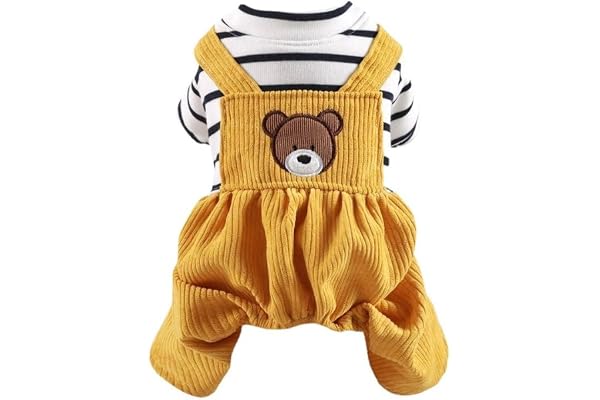 KUTKUT cotton Cute Bear Pattern Small Dog Boy Girl Pajamas,Non Sticky Hair Bodysuit for Small Dogs Cat Party Dog Clothes All-in-One Jumpsuit for Shihtzu,Lhasa etc (L,45-50cm),Green,1 count