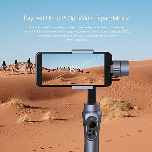 Zhiyun Smooth Q 3-Achsen Gimbal Schwebestativ fÃ¼r iPhone Huawei Samsung Android Smartphone(Schwarze Farbe)