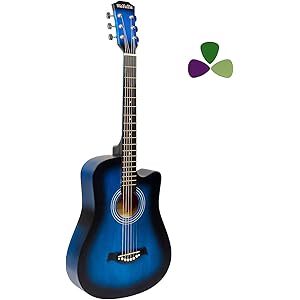 Medellin 38 Inches Basswood Acoustic Guitar With Matt Finish With Picks(Blue)