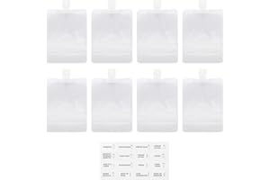 RIIEYOCA 8 pezzi borse da viaggio fluide portatili, borse per imballaggio cosmetico trasparenti a tenuta stagna per shampoo/gel doccia/disinfettante per le mani borsa divisoria(DE,200ml)