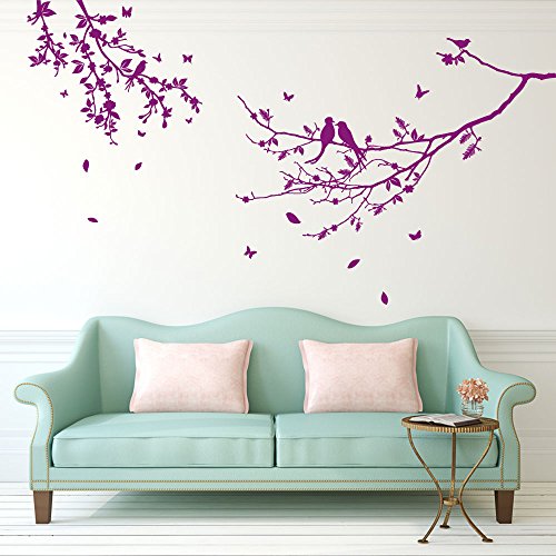 Vogel & Baum Wand Dekorationen Fenster Aufkleber Wall Decor Sticker Wall Art Aufkleber Sticker Wand Aufkleber Aufkleber Wandbild Décor DIY Deco Abnehmbare Wandaufkleber Colorful Aufkleber, Vinyl, Weiß, L