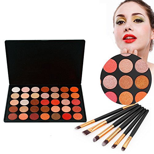 VONISA Eyeshadow Palette 35 Waterproof Makeup Nature Glow Eye Shadows Kits Professional Make Up Shimmer Eye Shadow Pallets with Eyes Makeup Brushes Set Beauty Cosmetics