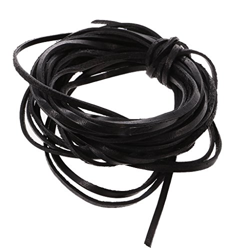 MagiDeal 5 Meter 3mm Flache Lederschnur Für Armband Perlen Schmuck Machen DIY – Schwarz, 5 Meter 3mm - 4