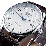 PIJSOADM Herrenuhren Automatische   mechanische Uhr   automatische   Wickel   schwarz   Leder Edelstahlband  Uhr