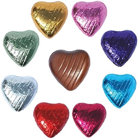 10 x Multicoloured Foil Wrapped Chocolate Hearts Wedding Party Table Favours in many Colours