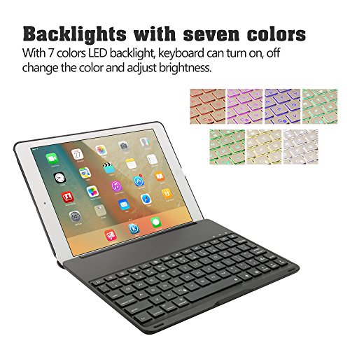 KVAGO iPad Air Tastatur mit Hülle Schutzfolie Aluminiumfinish-harter PlastikShell drahtloser Bluetooth Englisch QWERTY Tastatur-tragender Fall-Folio-Abdeckung für iPad Air Tastatur - 2