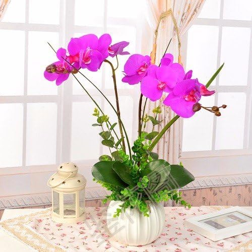 FZH FWEHUI Decoration artificial flower vase of silk Purple Phalaenopsis Phalaenopsis incorrectly