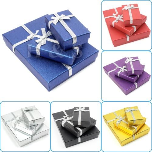 H&amp;S® 12 x Luxury Jewellery Presentation Gift Boxes Packaging Packing Case (Blue, 4.5 x 4.5 x 3cm)