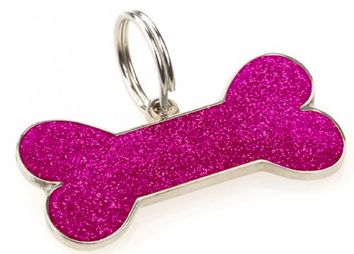 K9-Cherry-Glitter-Bone-Identity-Tag-Gift-Boxed-Silver-Nickel-And-Enamel