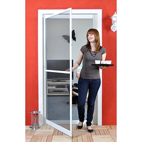 Premium Slim PLUS Fliegengitter für Tür als Alubausatz mit Fiberglasgewebe – Profi Insektenschutz – 100 cm x 210 cm weiß - 2