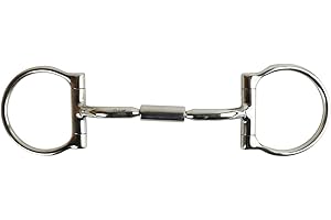 AK RIDING SPORTS LTD AK D-Ring Rotary Curved Mouthpiece Horse Riding Bit with Jointed Barrel AKRS-2620 (5'', Silver)