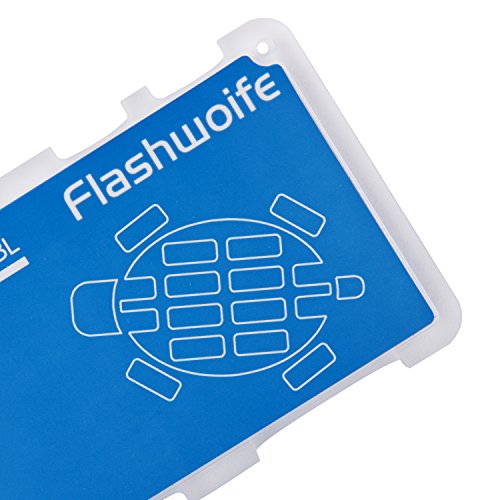 Flashwoife Turtle-SD2MSD4BL Speicherkartenetui für 2x SD und 4 x MicroSD Speicherkarten Aufbewahrungsbox im Kreditkarten-Format – transparent und blau - 5
