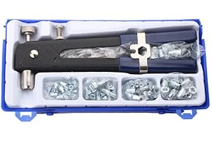 86 PCS Heavy Duty Blind Rivet Nut Kit Set, Thread Hand Riveter with 80PCS Metric Rivet Nuts Assortment M3 M4 M5 M6 M8 for Furniture Car Trailer Boat (LSDZHK-86PCS)