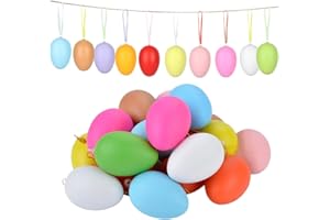 Kaimeilai Kolorowe jajka wielkanocne, 50 sztuk, 6 cm, plastikowe jajka wielkanocne do zawieszenia, dekoracyjne jajka wielkanocne z linką, do majsterkowania, dekoracja wielkanocna, dekoracja