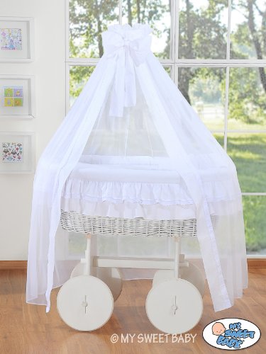 My Sweet Baby Deluxe Drape Wicker Crib Bellamy (White Lace)