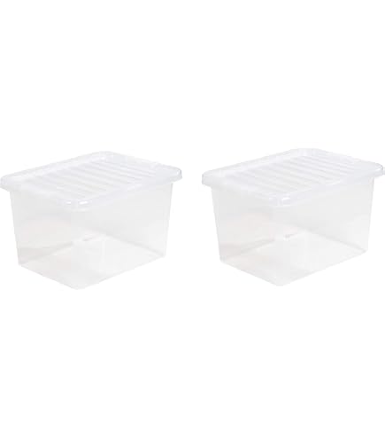 25L Litre Crystal Clear Large Wham Storage Boxes With Lids Strong Plastic Transparent Stackable Nestable Container