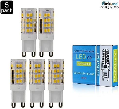 Goldwinge Pack of 5 High Brightness G9 Base Bulb AC 220V (Warm White 3000K) 3.5W LED Lamp Energy-saving Bulbs