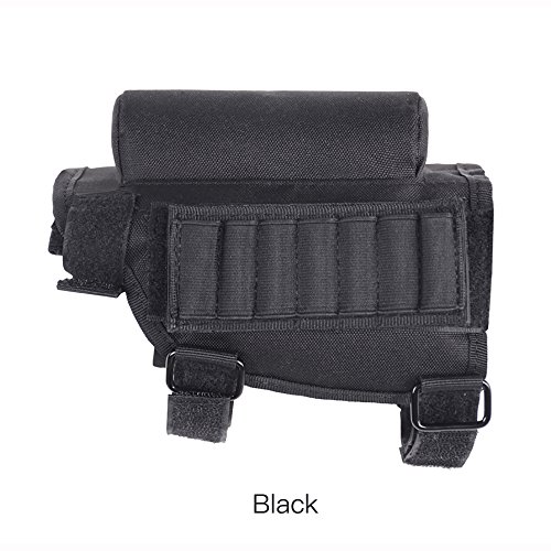VINILO Regolabile Rifle Buttstock, Tactical Ammo Carrier Holder Shotgun Shell Holder Tactical Cheek Rest Pouch Ammo Pad con 7 Shell Holder, Nero